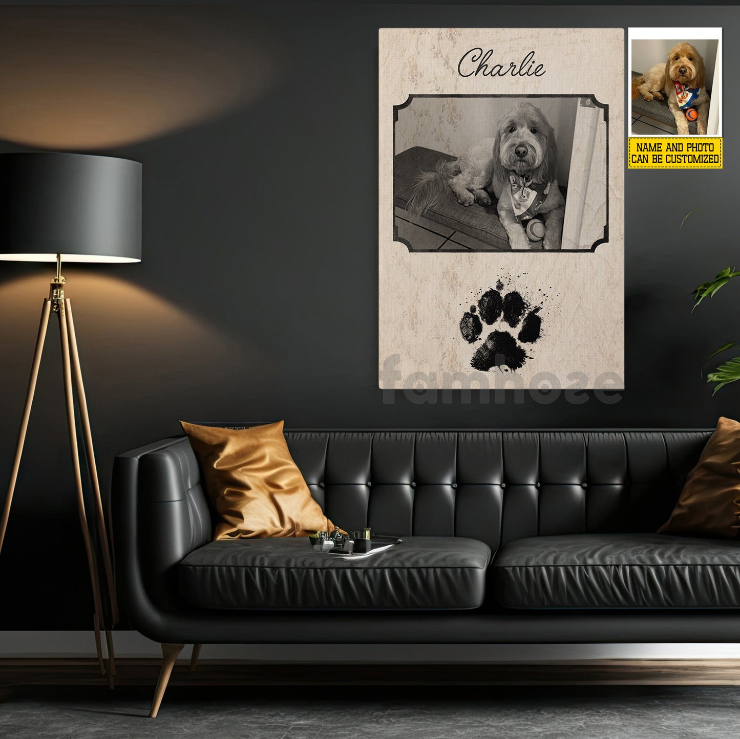 Personalized Dog Canvas Painting, Forever In Our Hearts Wall Art Decor, Poster Gift For Dog Lover