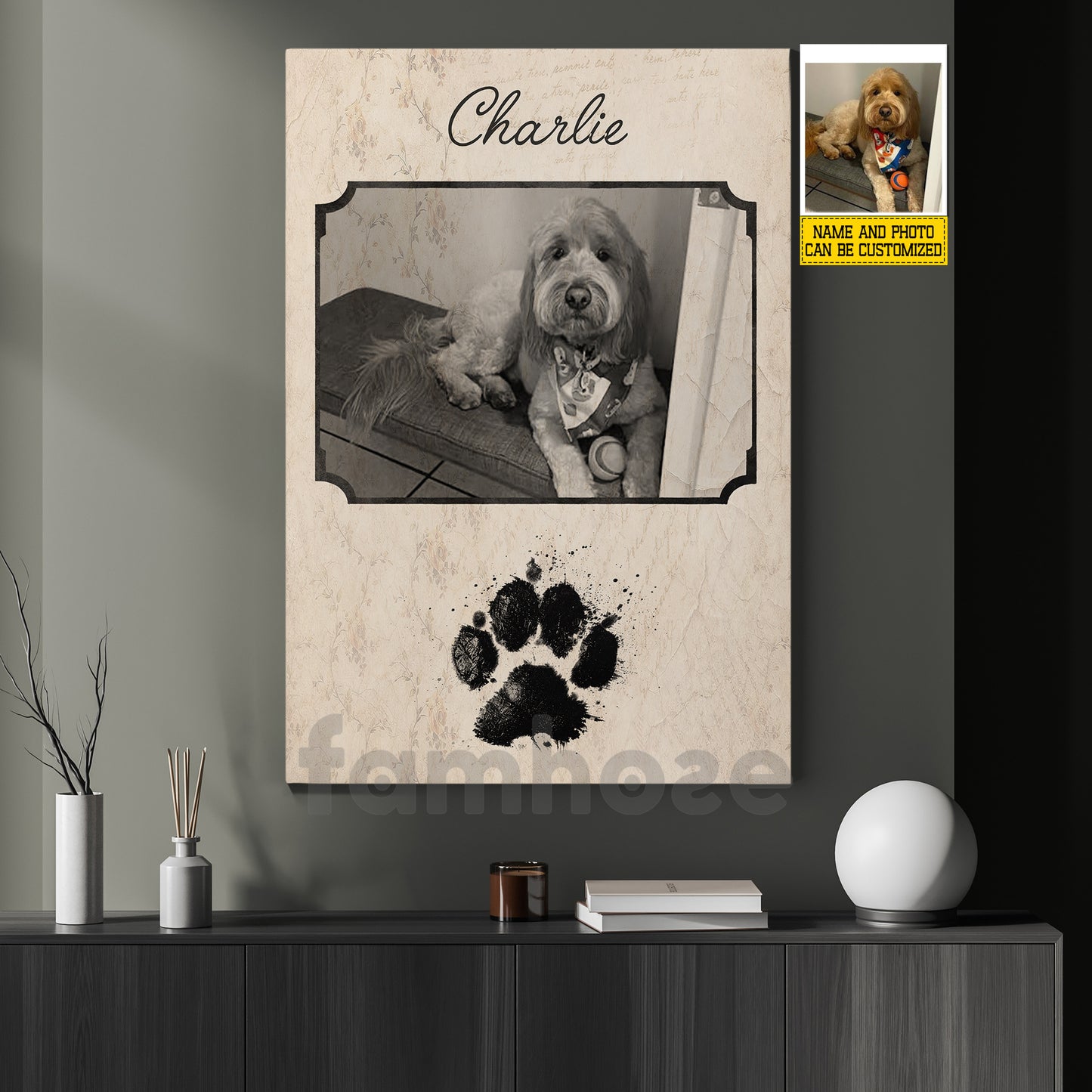Personalized Dog Canvas Painting, Forever In Our Hearts Wall Art Decor, Poster Gift For Dog Lover