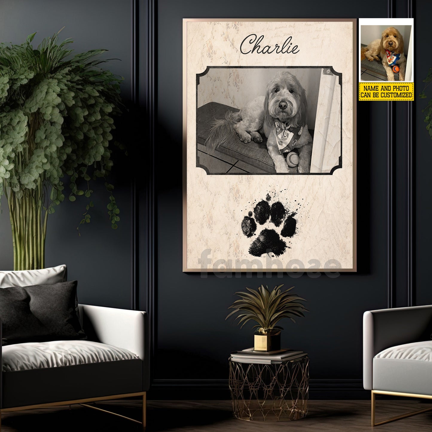 Personalized Dog Canvas Painting, Forever In Our Hearts Wall Art Decor, Poster Gift For Dog Lover