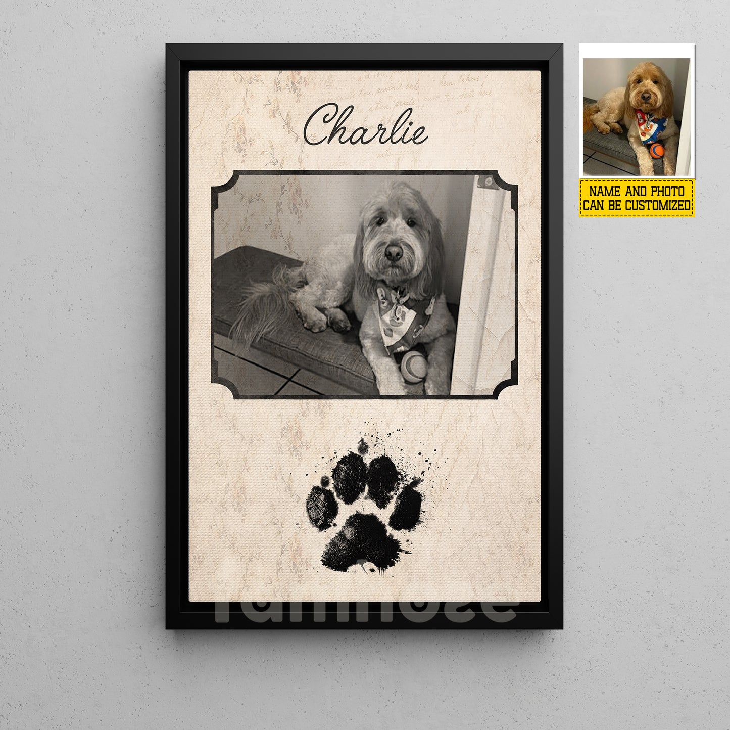 Personalized Dog Canvas Painting, Forever In Our Hearts Wall Art Decor, Poster Gift For Dog Lover