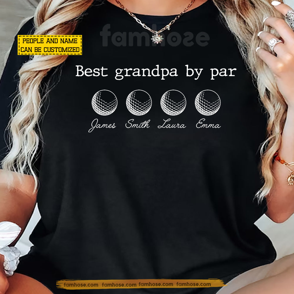 Personalized Golf Grandpa T-shirt, Best Grandpa By Par Sport Tees Gift For Golf Lover