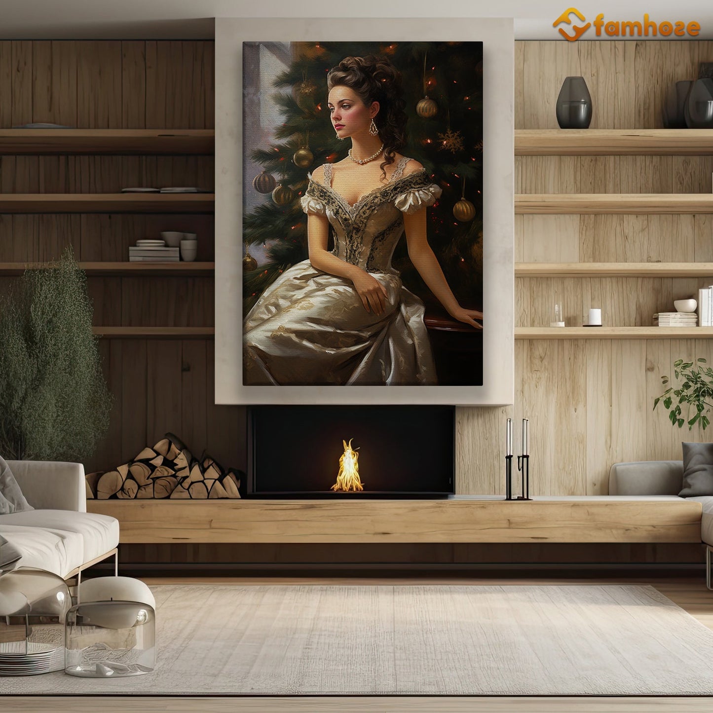 Enchanted Evening Radiance Beneath the Festive Pines, Victorian Christmas Canvas Painting, Xmas Wall Art Decor - Christmas Poster Gift