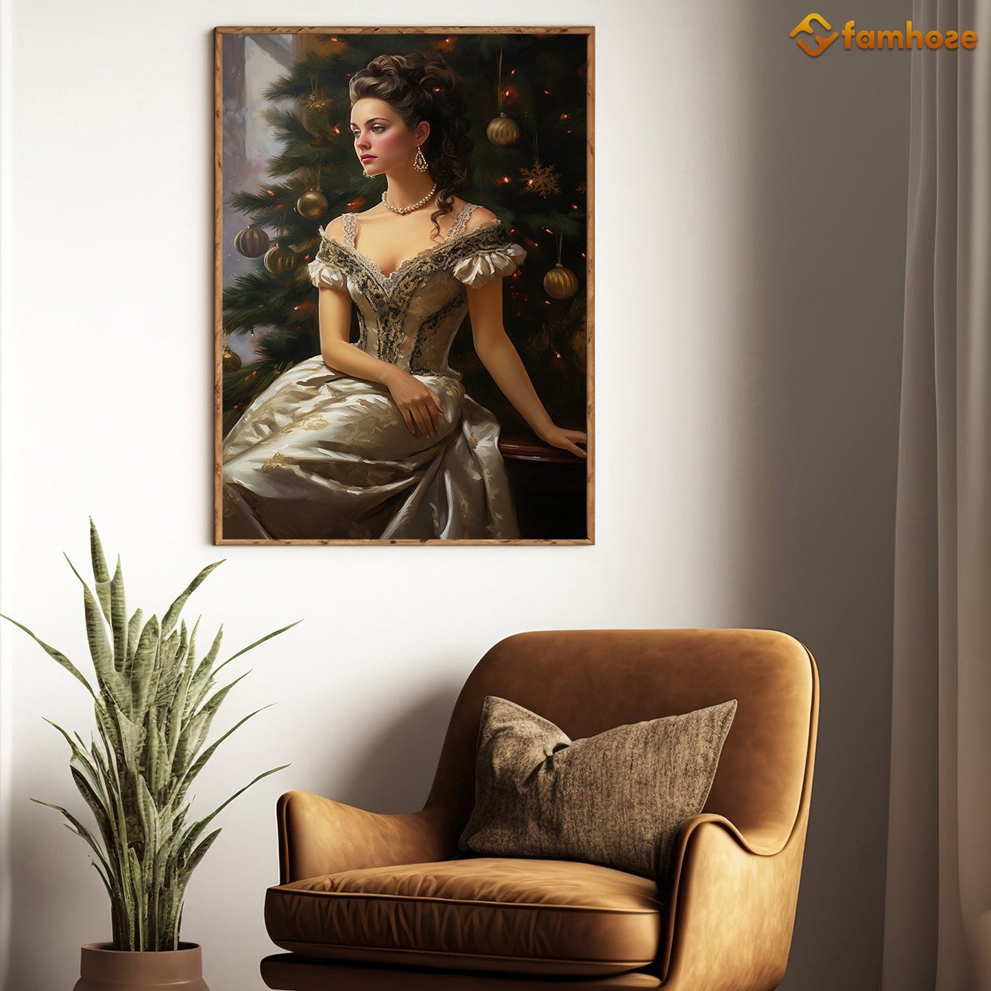 Enchanted Evening Radiance Beneath the Festive Pines, Victorian Christmas Canvas Painting, Xmas Wall Art Decor - Christmas Poster Gift