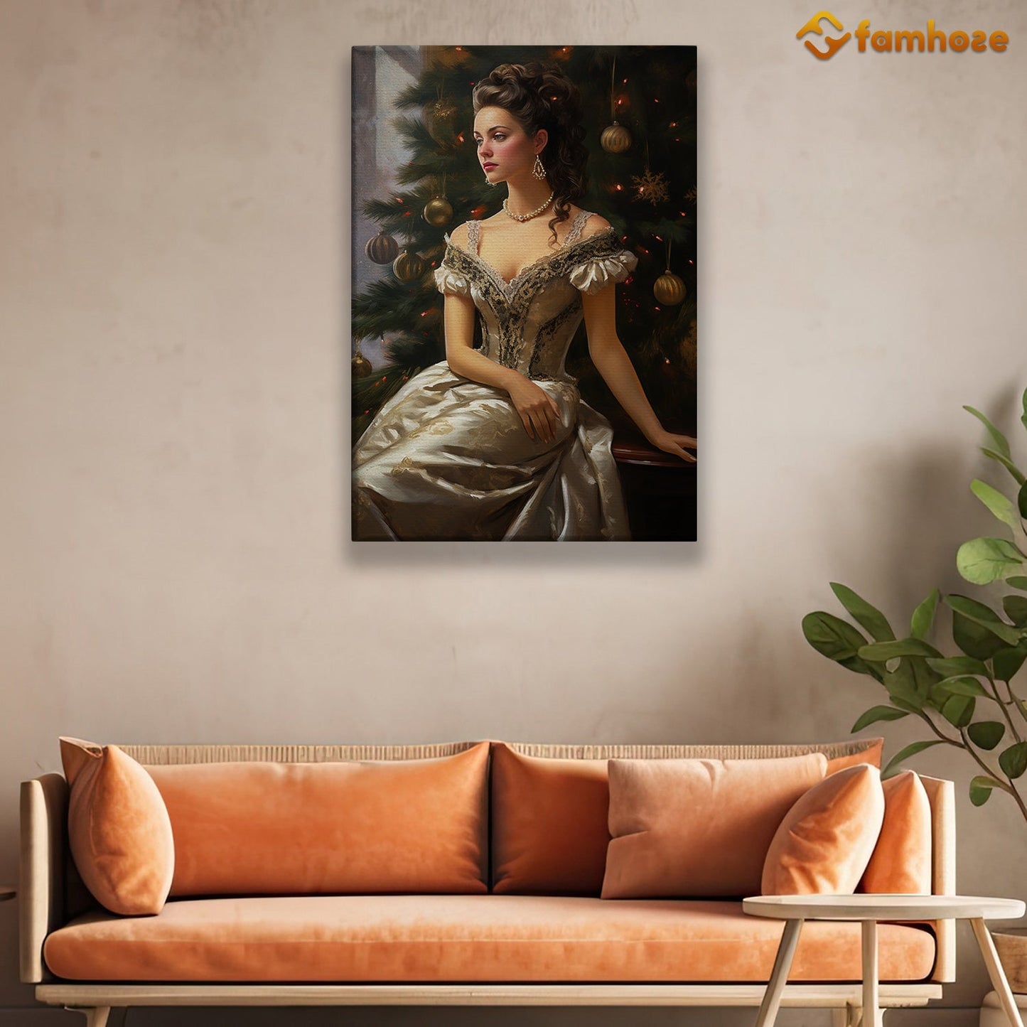 Enchanted Evening Radiance Beneath the Festive Pines, Victorian Christmas Canvas Painting, Xmas Wall Art Decor - Christmas Poster Gift