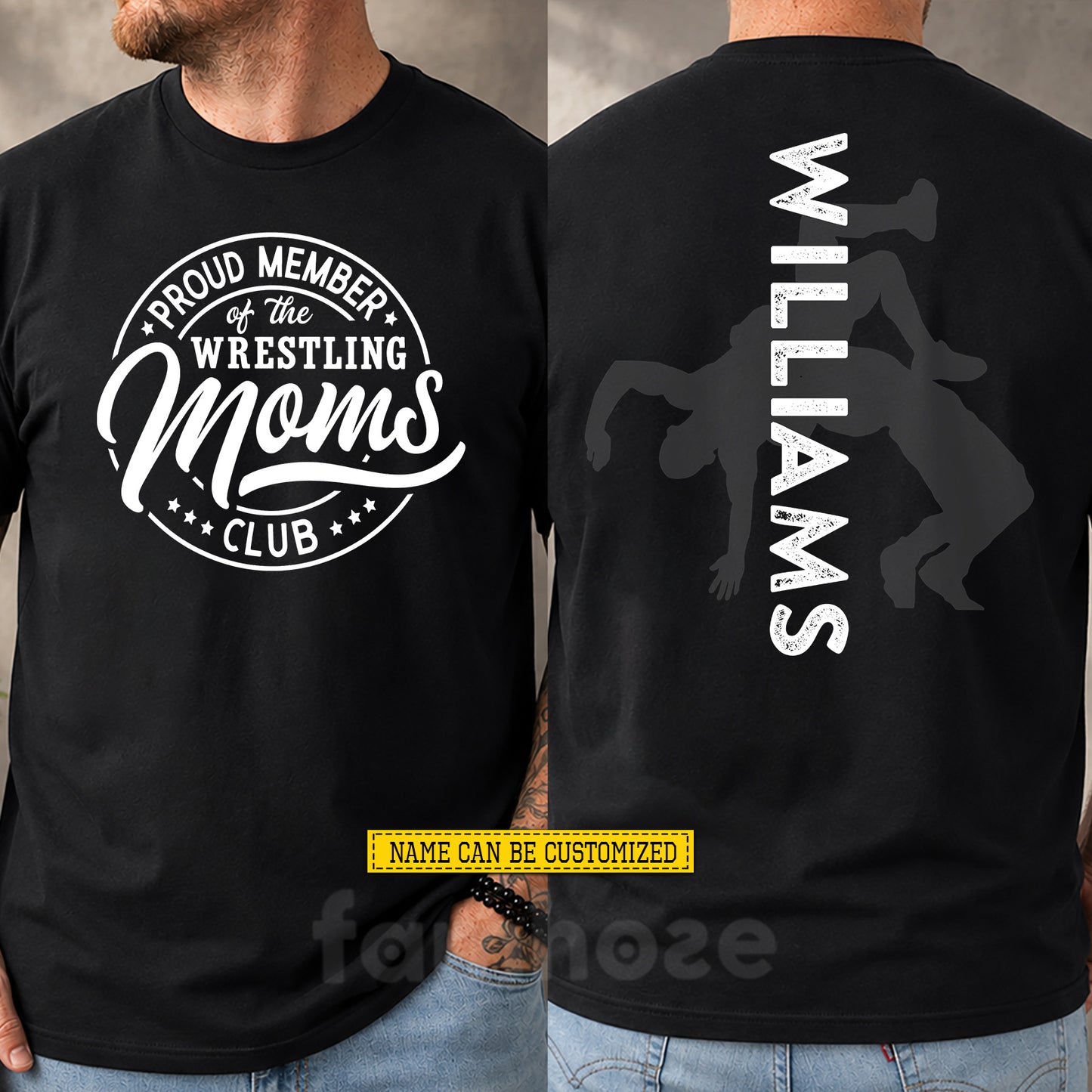 Personalized Wrestling Mom Two-sided T-shirt, Proud Member Of The Wrestling Moms Sport Tees Mother's Day Gift For Wrestling Lovers