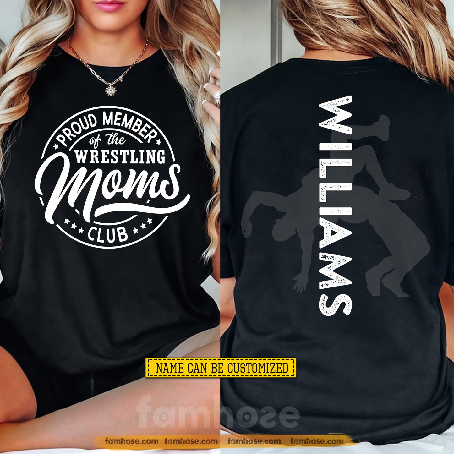 Personalized Wrestling Mom Two-sided T-shirt, Proud Member Of The Wrestling Moms Sport Tees Mother's Day Gift For Wrestling Lovers