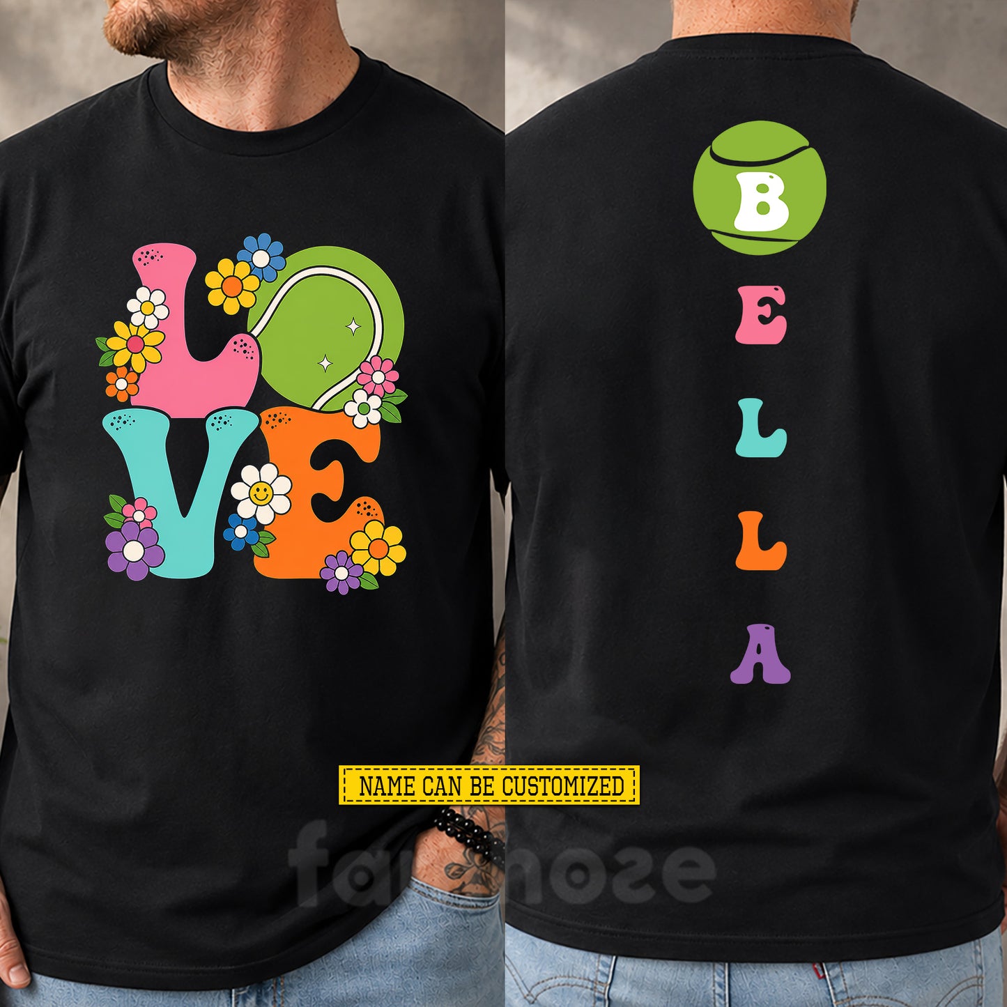 Personalized Tennis Two-sided T-shirt, Love Sport Tees Gift For Tennis Lover