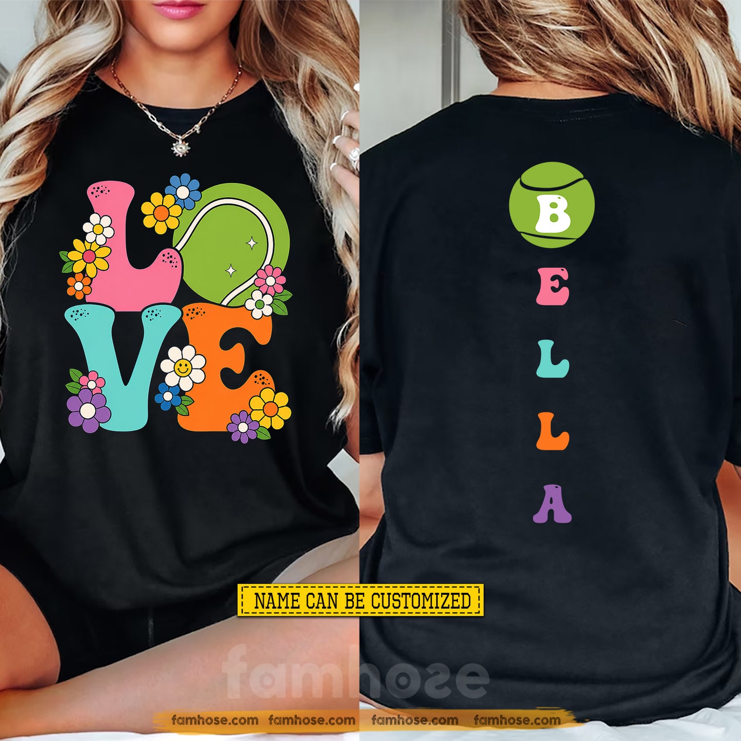 Personalized Tennis Two-sided T-shirt, Love Sport Tees Gift For Tennis Lover