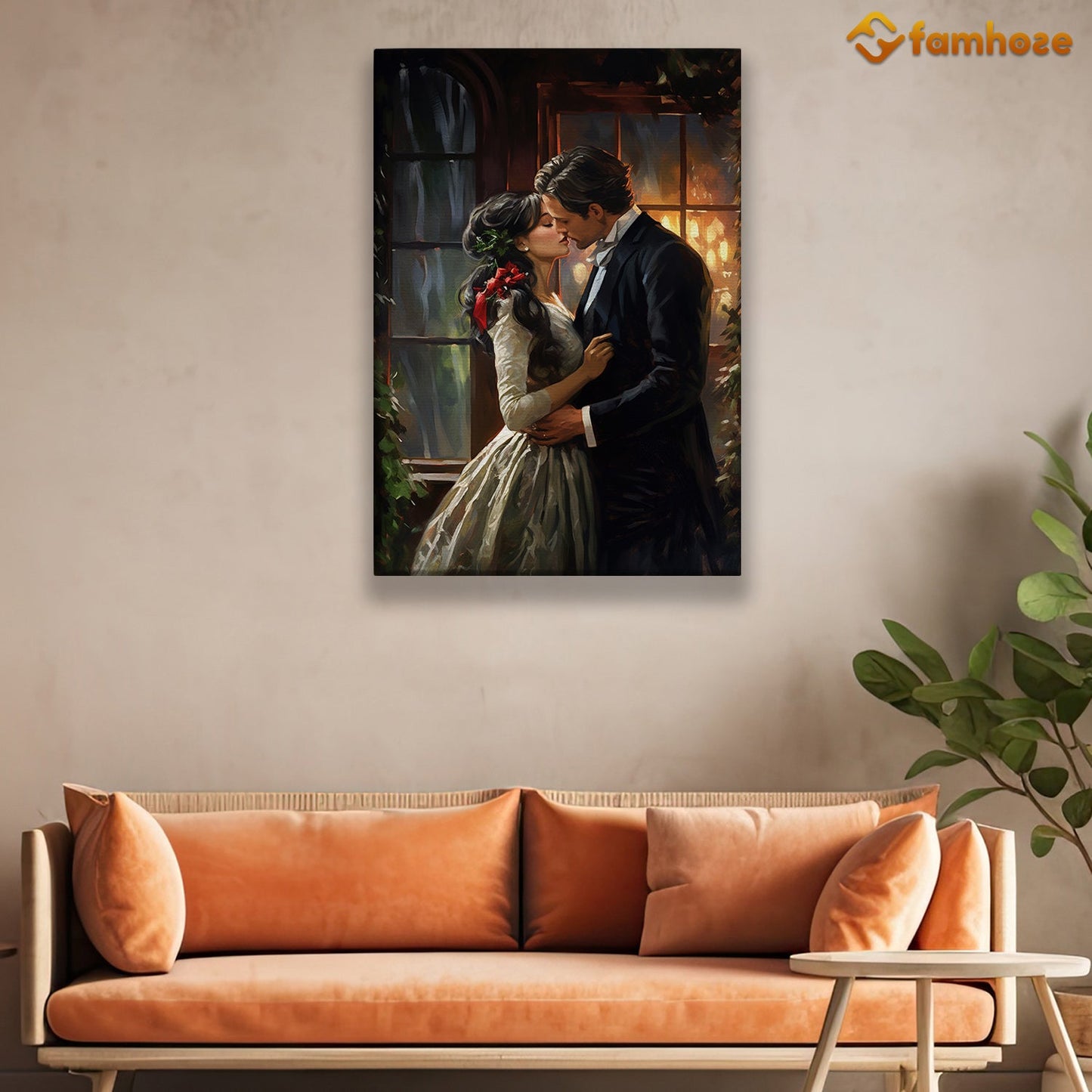 A Midnight Romance Whispers Amidst the Ivy, Victorian Christmas Canvas Painting, Xmas Wall Art Decor - Christmas Poster Gift