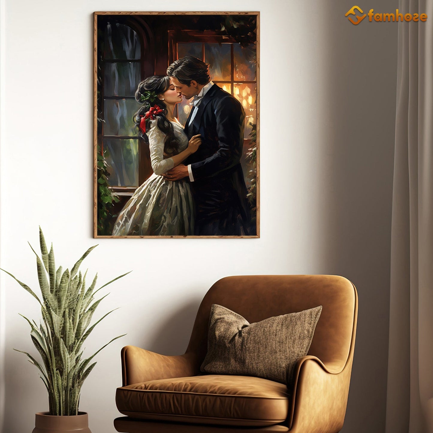 A Midnight Romance Whispers Amidst the Ivy, Victorian Christmas Canvas Painting, Xmas Wall Art Decor - Christmas Poster Gift