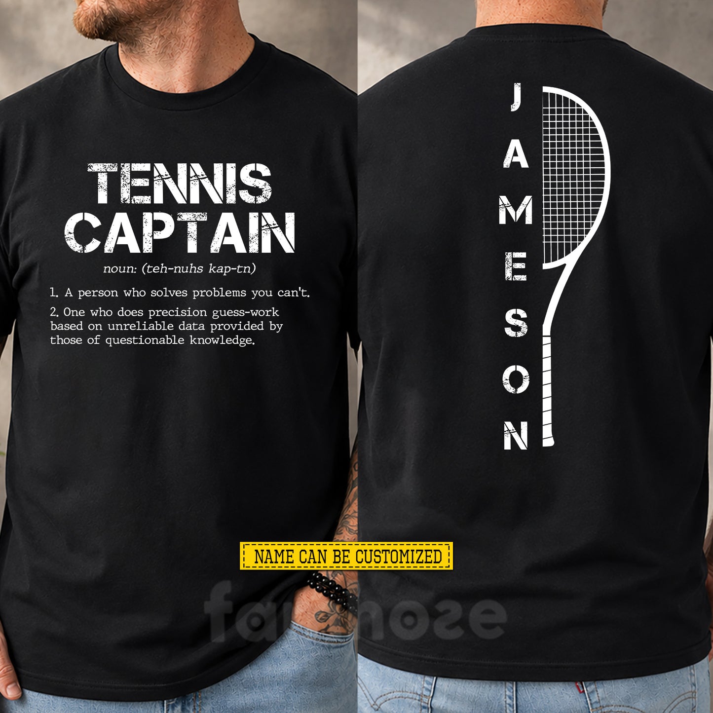 Personalized Tennis Two-sided T-shirt, Tennis Captian Sport Tees Gift For Tennis Lover