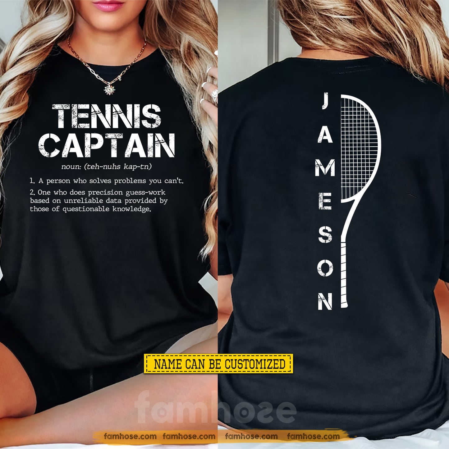 Personalized Tennis Two-sided T-shirt, Tennis Captian Sport Tees Gift For Tennis Lover