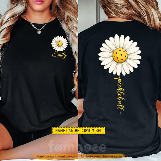 Personalized Pickleball Two-sided T-shirt, Pickleball Blooms Sport Tees Gift For Pickleball Lover