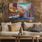 Holiday Bustle A Snowy Evening in the City Christmas Canvas Painting, Xmas Wall Art Decor - Christmas Poster Gift