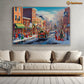 Holiday Bustle A Snowy Evening in the City Christmas Canvas Painting, Xmas Wall Art Decor - Christmas Poster Gift
