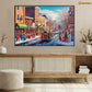 Holiday Bustle A Snowy Evening in the City Christmas Canvas Painting, Xmas Wall Art Decor - Christmas Poster Gift