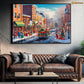 Holiday Bustle A Snowy Evening in the City Christmas Canvas Painting, Xmas Wall Art Decor - Christmas Poster Gift