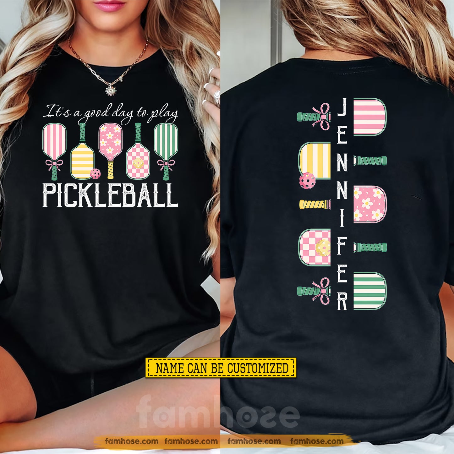 Personalized Pickleball Two-sided T-shirt, It's A Good Day To Play Pickleball Sport Tees Gift For Pickleball Lover