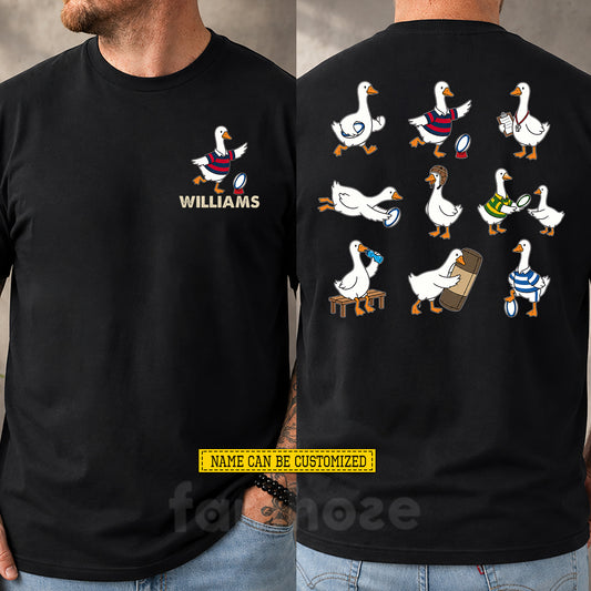 Personalized Rugby & Duck Two-sided T-shirt, Honk Hard Hit Harder Sport Tees Gift For Rugby Lover