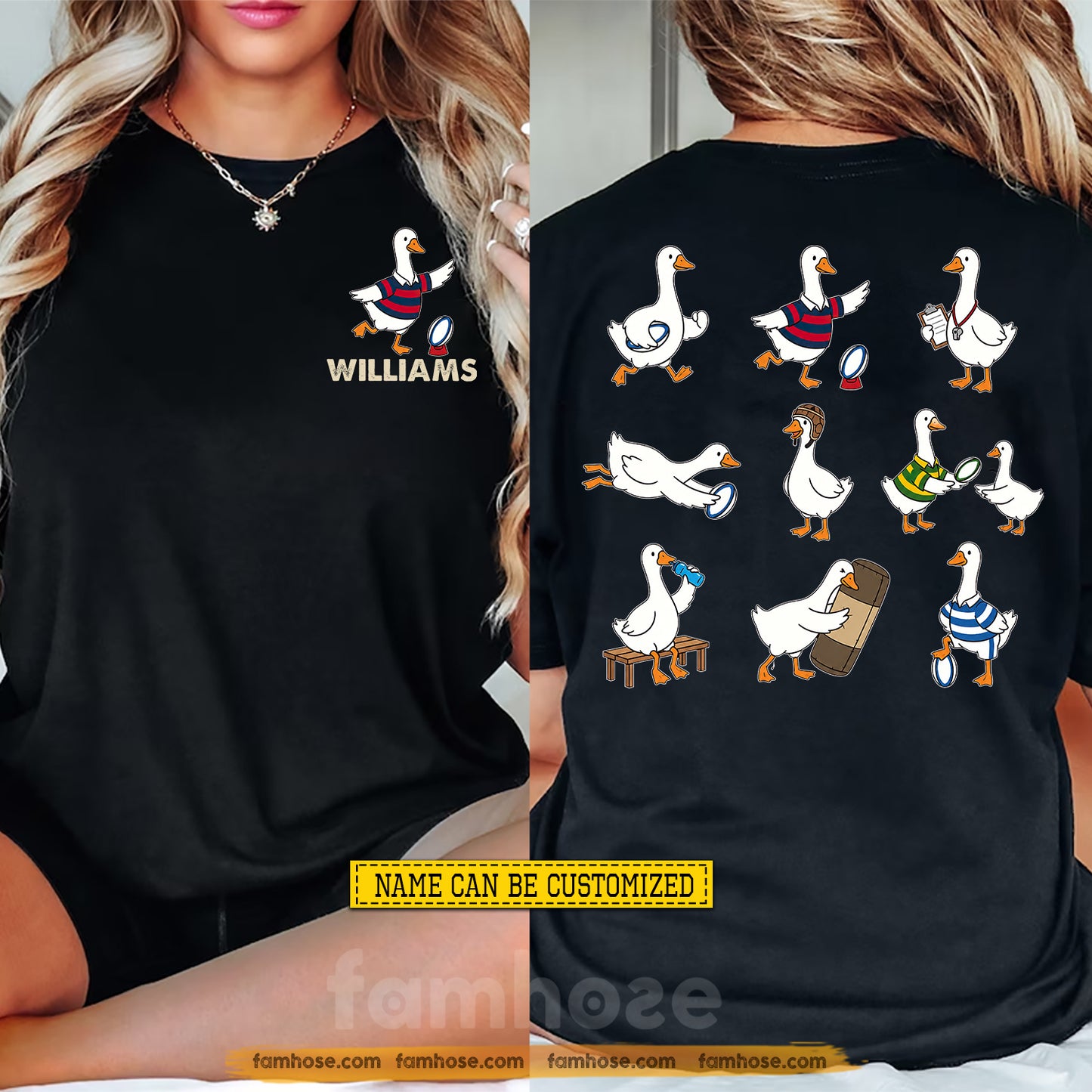 Personalized Rugby & Duck Two-sided T-shirt, Honk Hard Hit Harder Sport Tees Gift For Rugby Lover