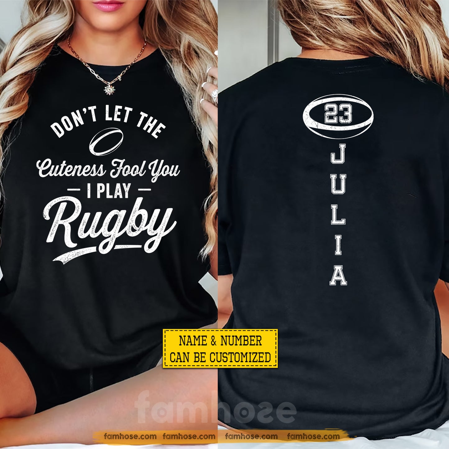 Personalized Rugby Two-sided T-shirt, Don't Let The Cuteness Fool You Sport Tees Gift For Rugby Lover