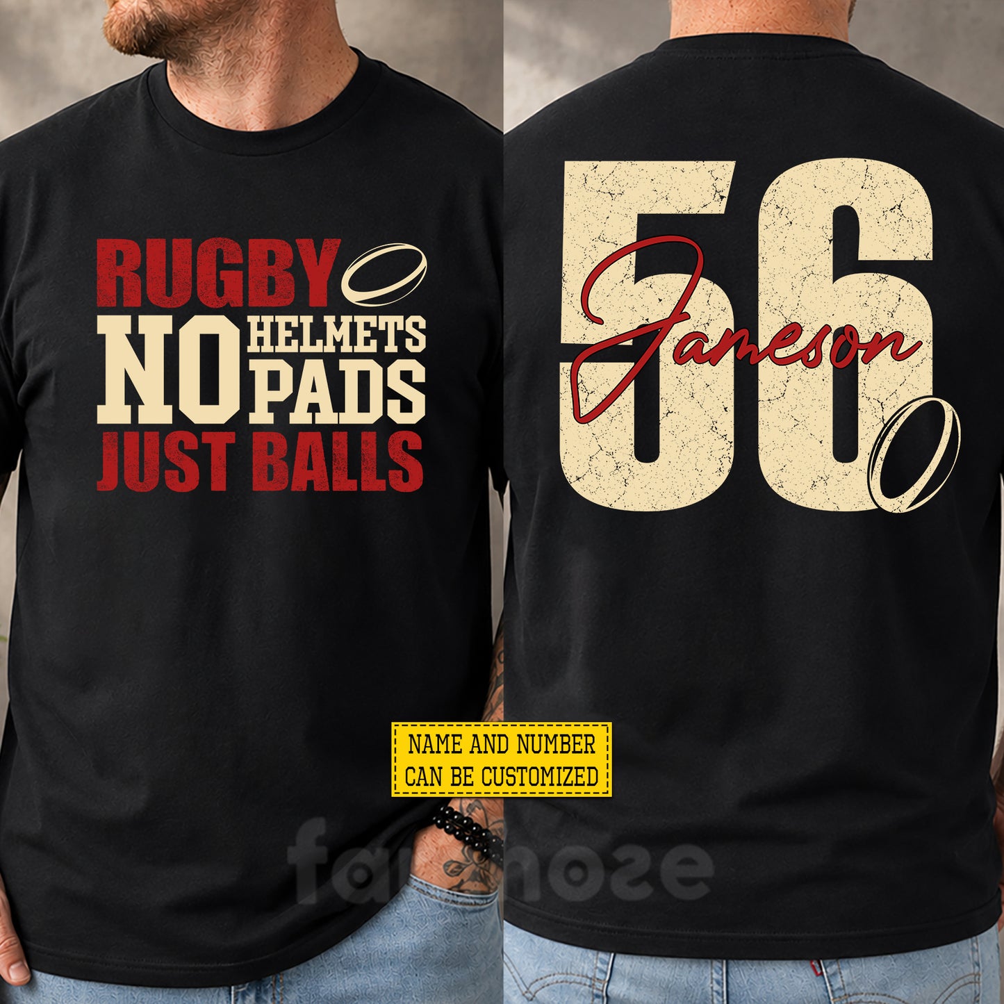 Personalized Rugby Two-sided T-shirt, No Helmets No Pads Just Balls Sport Tees Gift For Rugby Lover