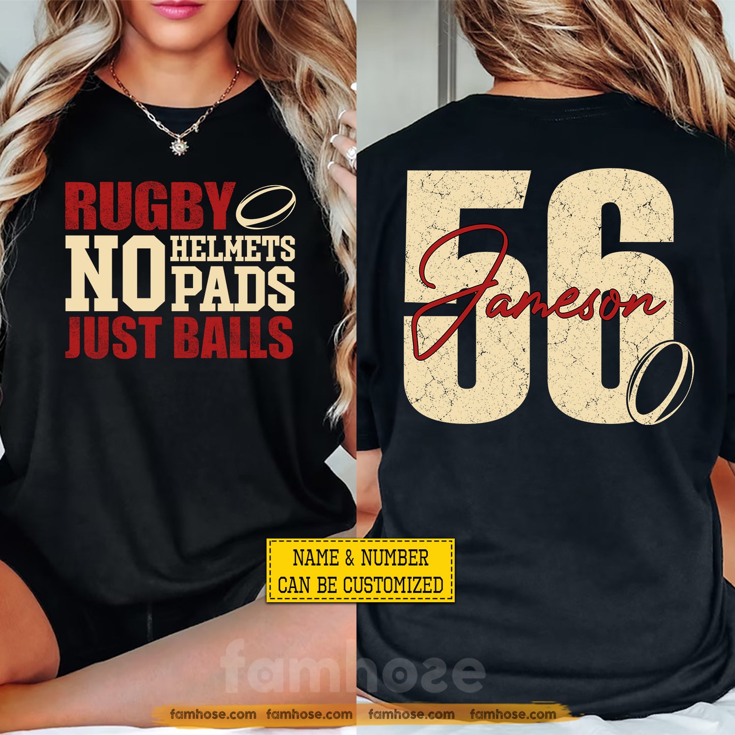 Personalized Rugby Two-sided T-shirt, No Helmets No Pads Just Balls Sport Tees Gift For Rugby Lover