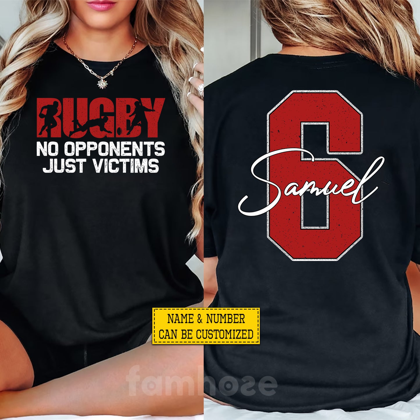 Personalized Rugby Two-sided T-shirt, No Opponents Just Victims Sport Tees Gift For Rugby Lover