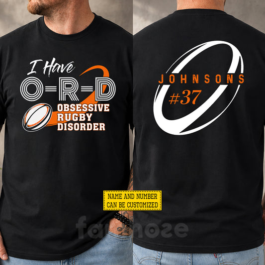 Personalized Rugby Two-sided T-shirt, Obsessive Rugby Disorder Sport Tees Gift For Rugby Lover