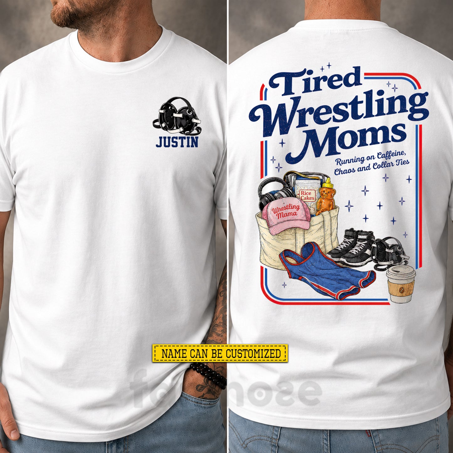 Personalized Wrestling Mom Two-sided T-shirt, Tired Wrestling Moms Sport Tees Mother's Day Gift For Wrestling Lovers