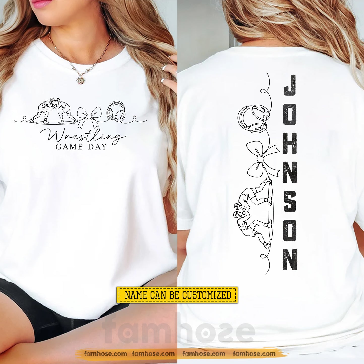 Personalized Wrestling Two-sided T-shirt, Game Day Sport Tees Gift For Wrestling Lover
