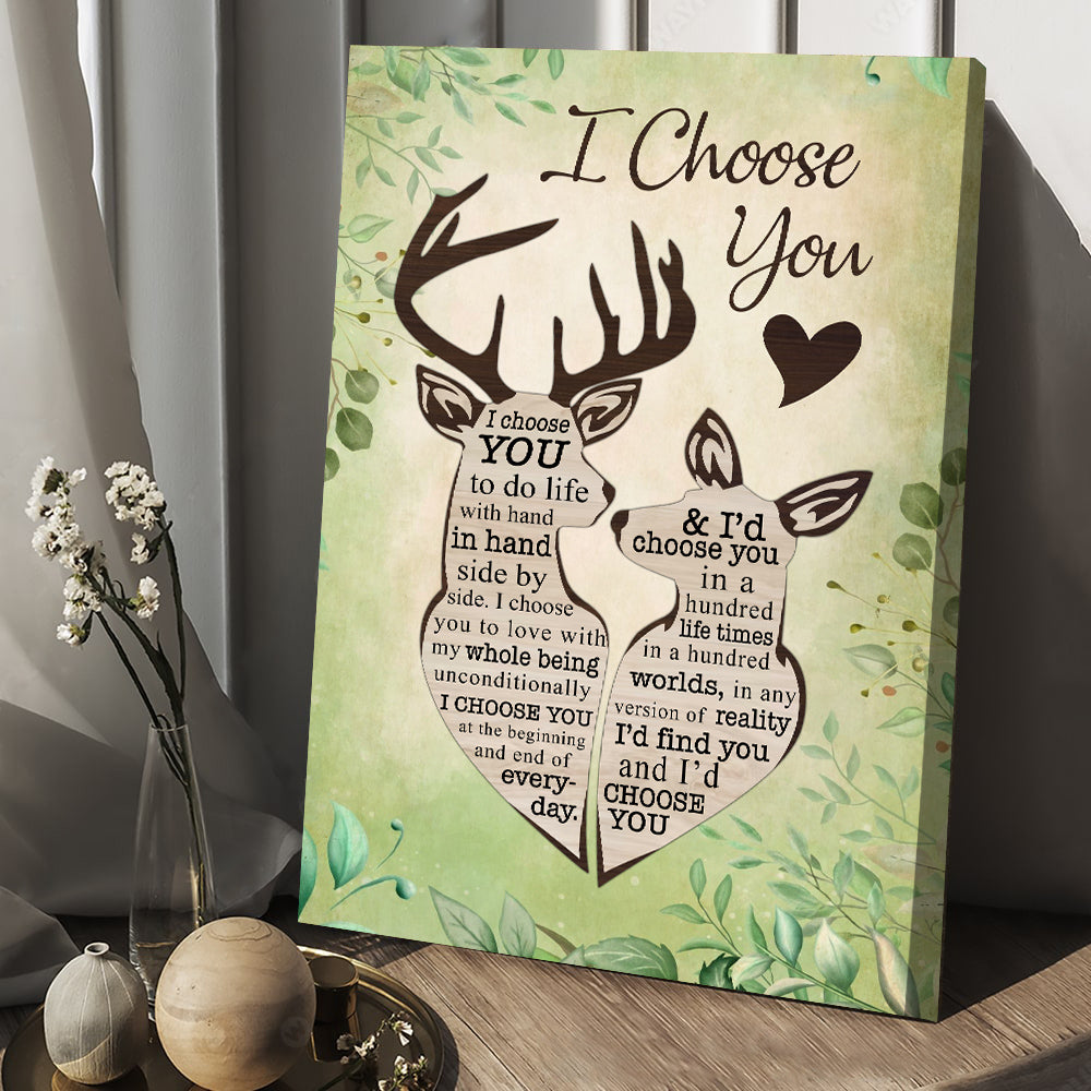 I'd Find You And I'd Choose You, Valentine's Day Deer Canvas Painting, Love Wall Art Decor - Valentines Poster Gift For Deer Lovers