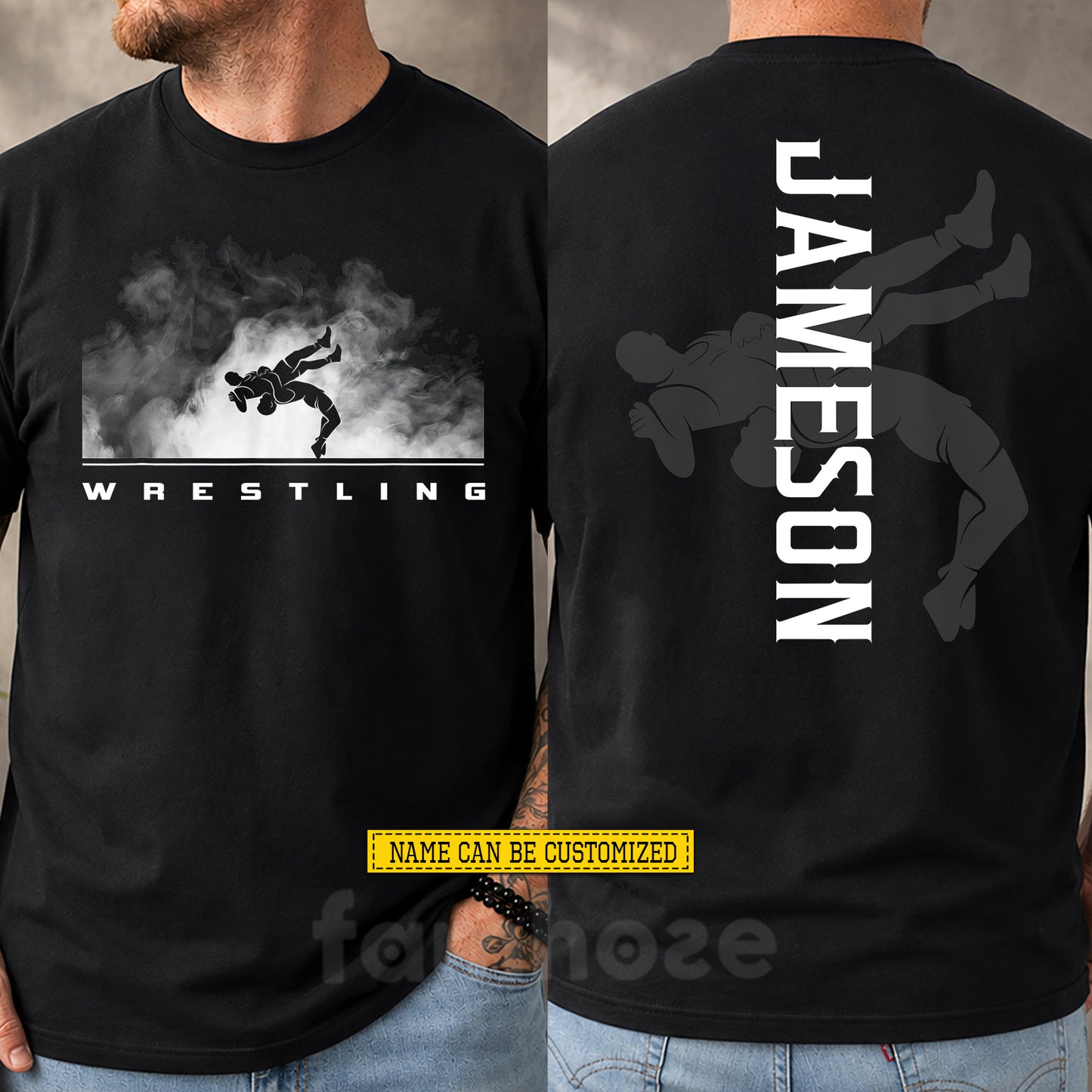 Personalized Wrestling Two-sided T-shirt, Finish The Fight Behind The Frog Sport Tees Gift For Wrestling Lover