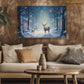 Whispers of Winter A Majestic Encounter in the Snowy Woods Christmas Canvas Painting, Xmas Wall Art Decor - Deer Poster Gift