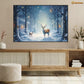 Whispers of Winter A Majestic Encounter in the Snowy Woods Christmas Canvas Painting, Xmas Wall Art Decor - Deer Poster Gift
