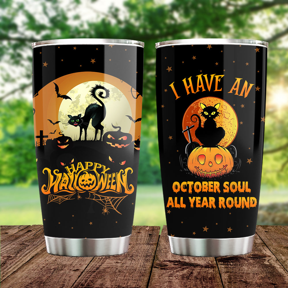 BLACK CAT HALOWEEN TUMBLER - ORCAE 20oz Halloween Tumbler, Black Cat  Tumbler, Cat Gifts for Cat Lovers