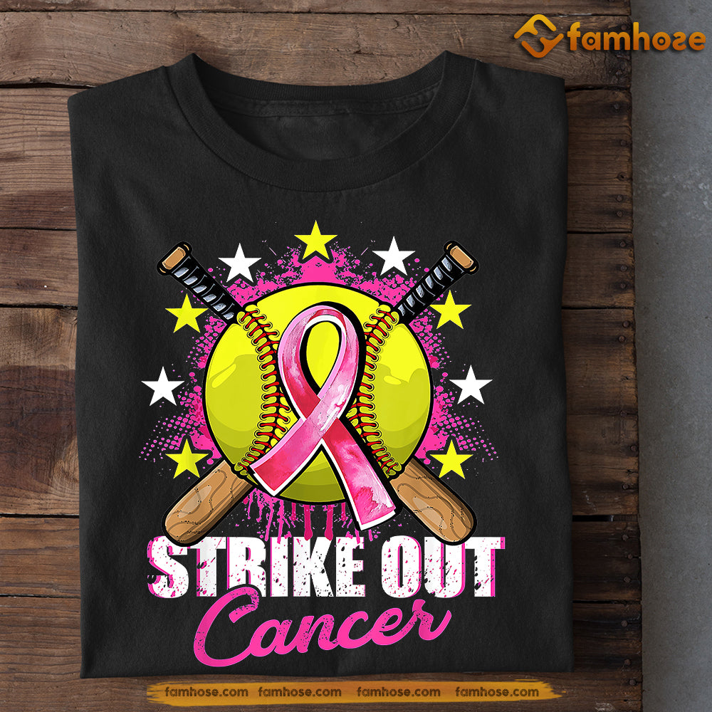 Cool Softball T-shirt, Strike Out Cancer, Gift For Softball Lovers Who Support Breast Cancer Awareness