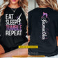 Personalized Gymnastics Two-sided T-shirt, Eat Sleep Tumble Repeat Sport Tees Gift For Gymnastics Lover