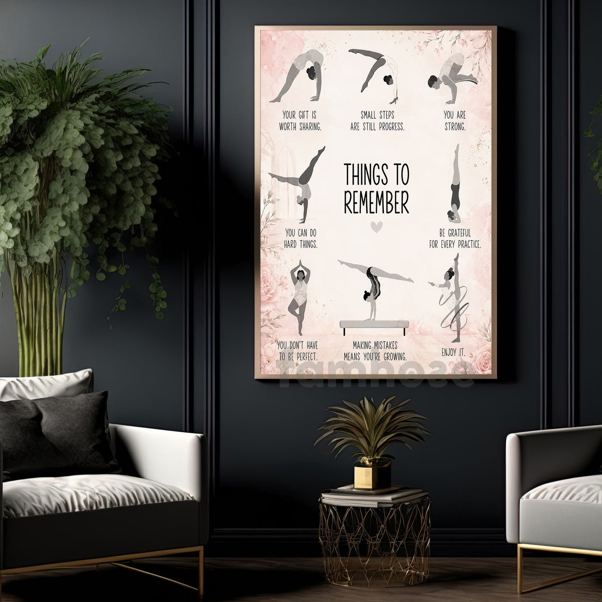 Gymnastics Girl Canvas Painting, Things To Remeber Sport Wall Art Decor, Poster Gift For Gymnastics Lover
