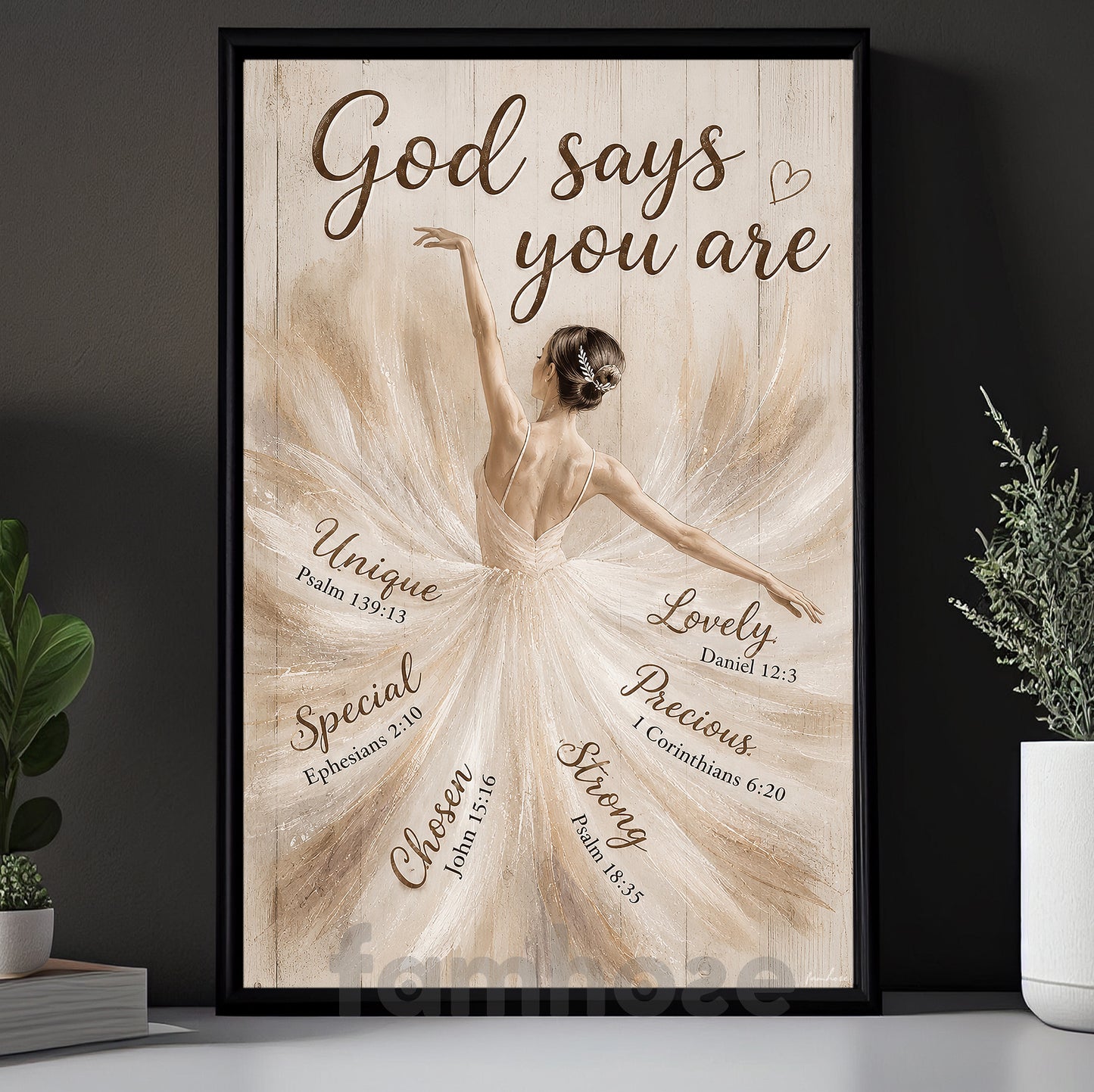 Ballet Girl & God Canvas Painting, God Says You Are Wall Art Decor, Poster Gift For Christians, Ballet Lover