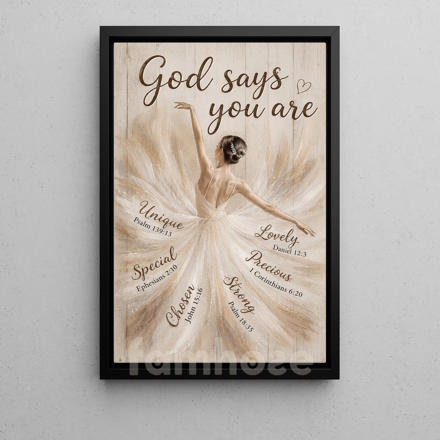 Ballet Girl & God Canvas Painting, God Says You Are Wall Art Decor, Poster Gift For Christians, Ballet Lover