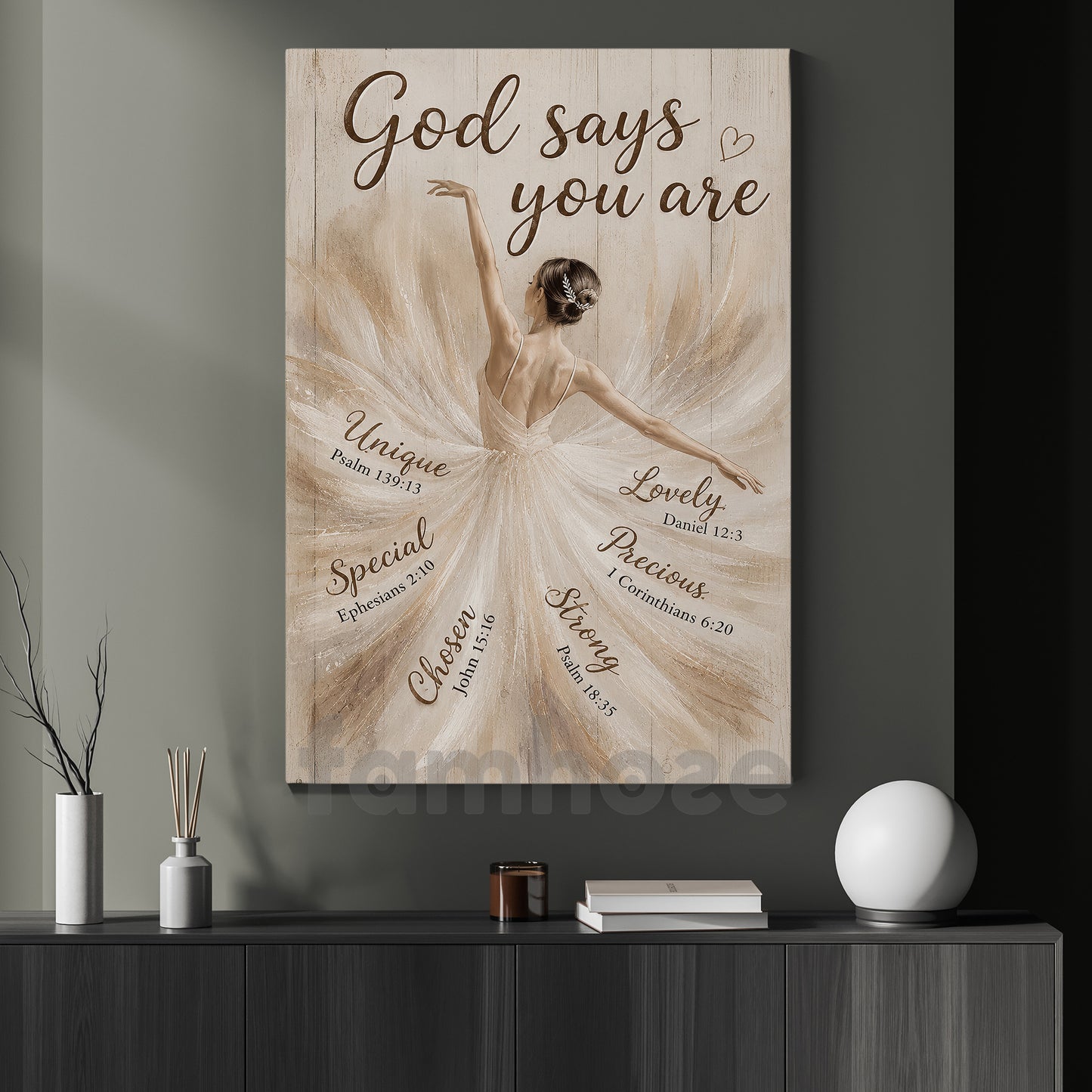 Ballet Girl & God Canvas Painting, God Says You Are Wall Art Decor, Poster Gift For Christians, Ballet Lover