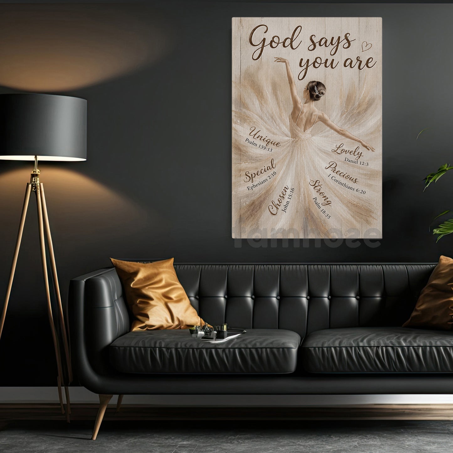 Ballet Girl & God Canvas Painting, God Says You Are Wall Art Decor, Poster Gift For Christians, Ballet Lover