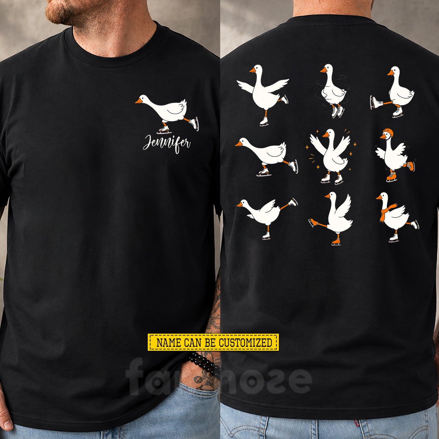 Personalized Ice Skating & Duck Two-sided T-shirt, Grace With A Little Honk Tees Gift For Ice Skating Lover