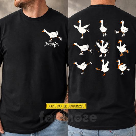 Personalized Ice Skating & Duck Two-sided T-shirt, Grace With A Little Honk Tees Gift For Ice Skating Lover