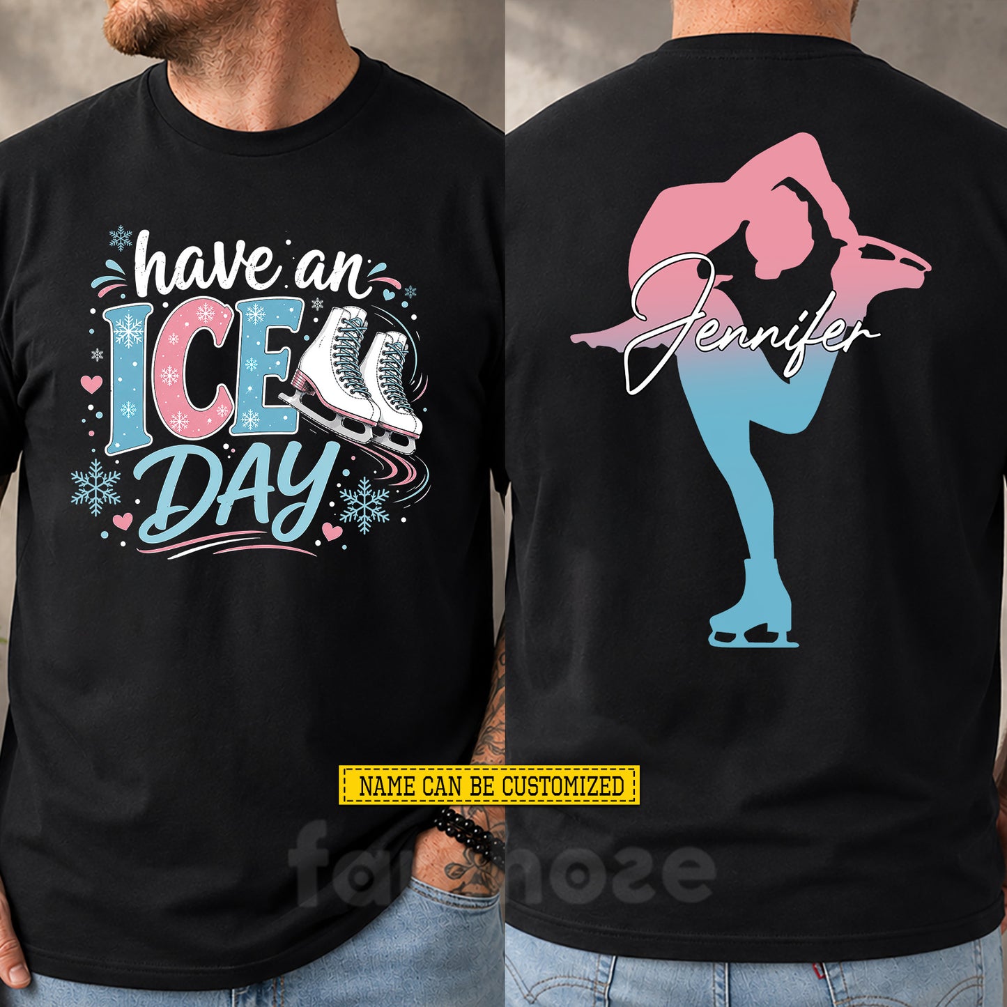 Personalized Ice Skating Two-sided T-shirt, Have An Ice Day Sport Tees Gift For Ice Skating Lover