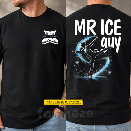 Personalized Ice Skating Man Two-sided T-shirt, Mr Ice Guy Tees Gift For Ice Skating Lover
