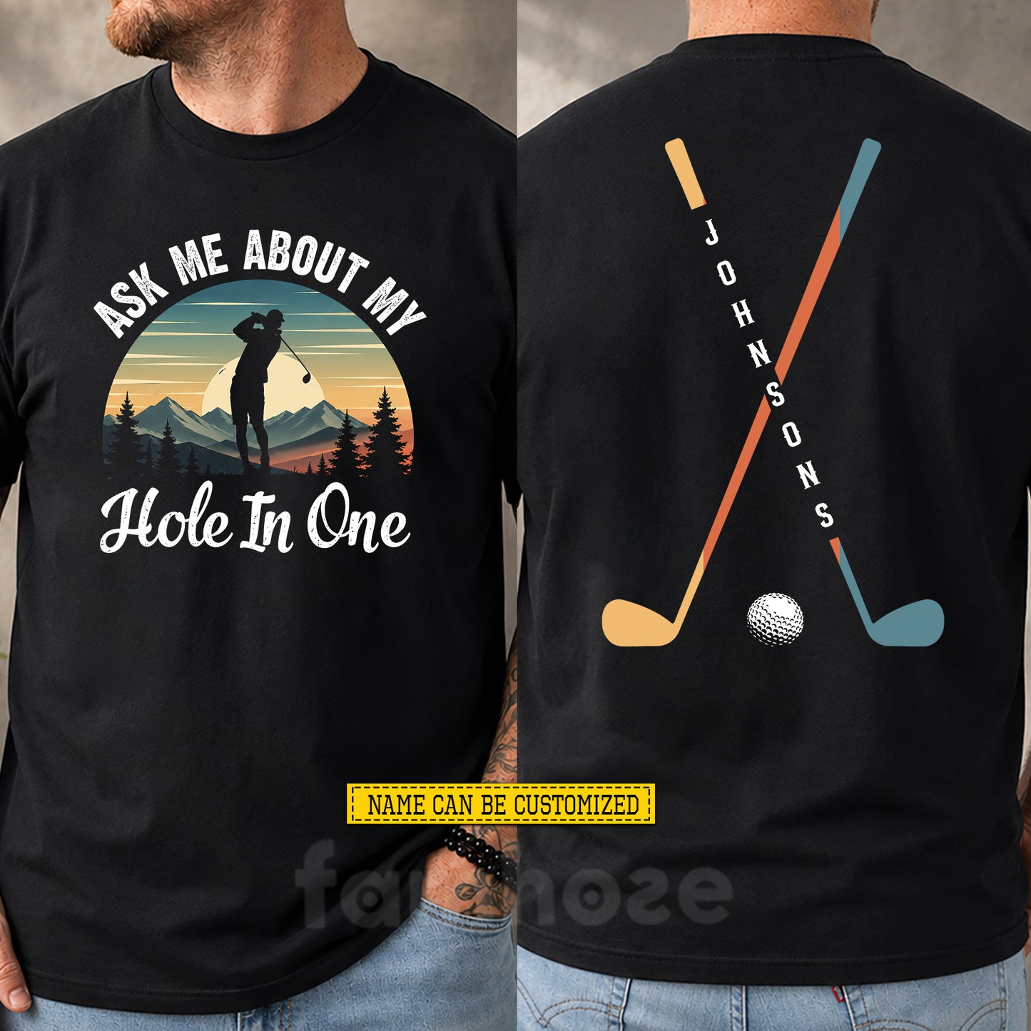 Personalized Golf Two-sided T-shirt, Ask Me About My Hole In One Sport Tees Gift For Golf Lover