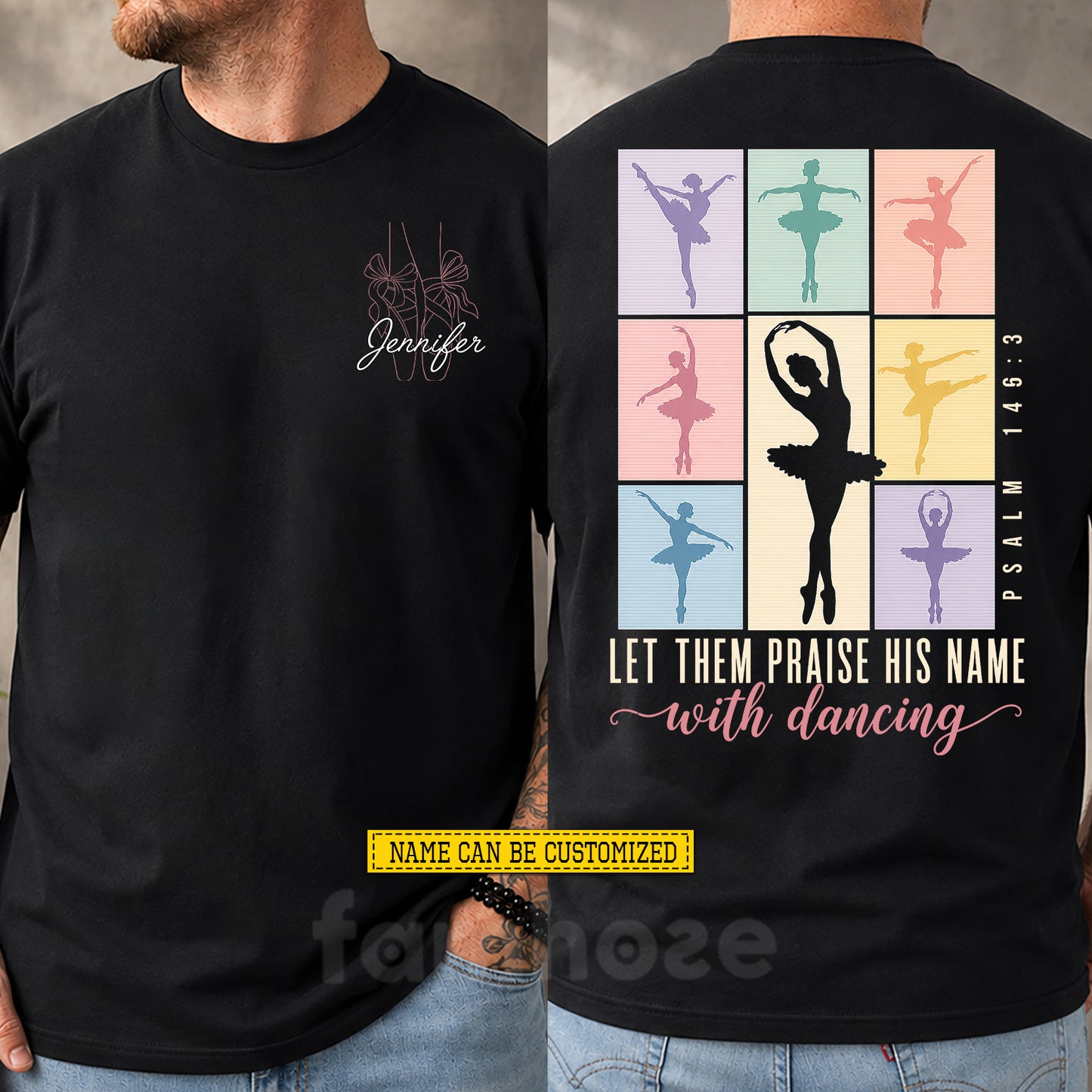 Personalized Ballet & Jesus Two-sided T-shirt, Let Them Praise His Name With Dancing Tees Gift For Christians, Ballet Lover