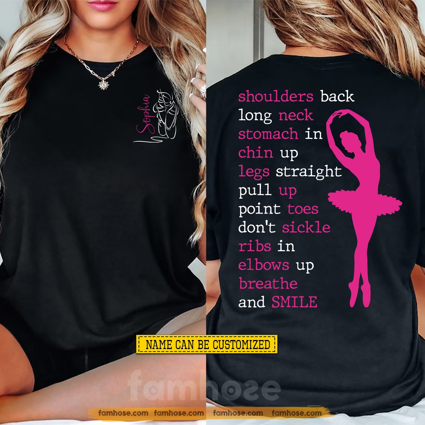 Personalized Ballet Two-sided T-shirt, Shoulders Back Long Neck Stomach In Tees Gift For Ballet Lover